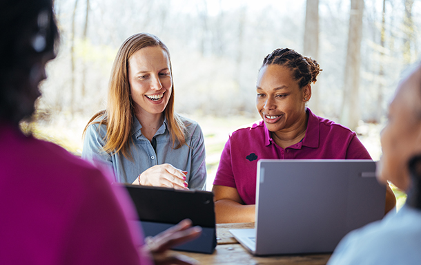 A troop running a food drive booth